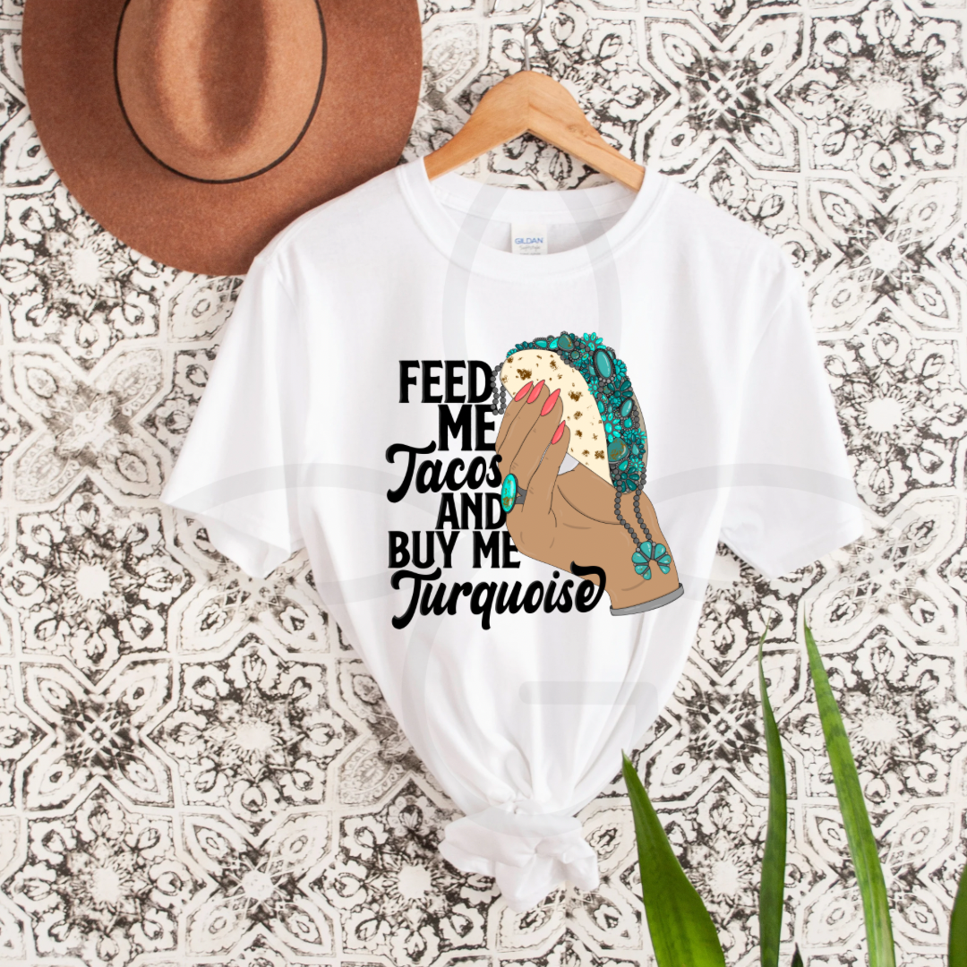 the Tacos + |Turquoise| ladies tee