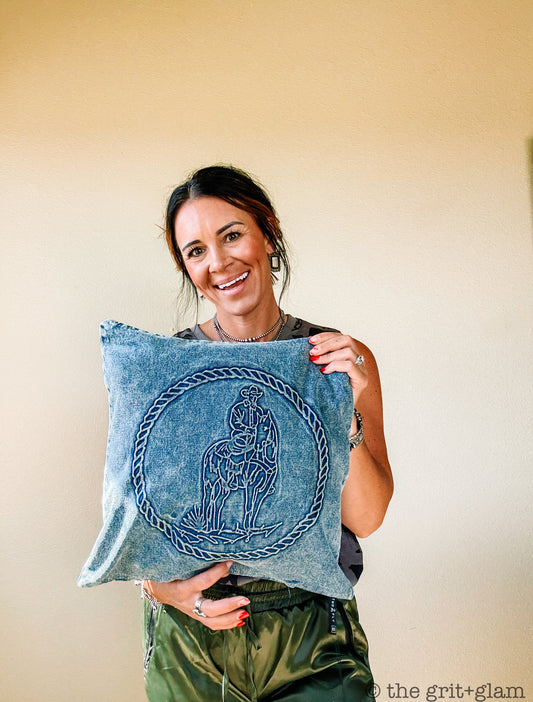 the Denim |Boss| pillow cover