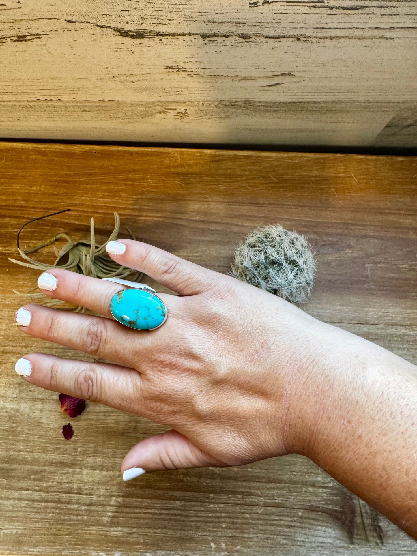 the |Banks| Oval Kingman Turq. Ring {adjustable}