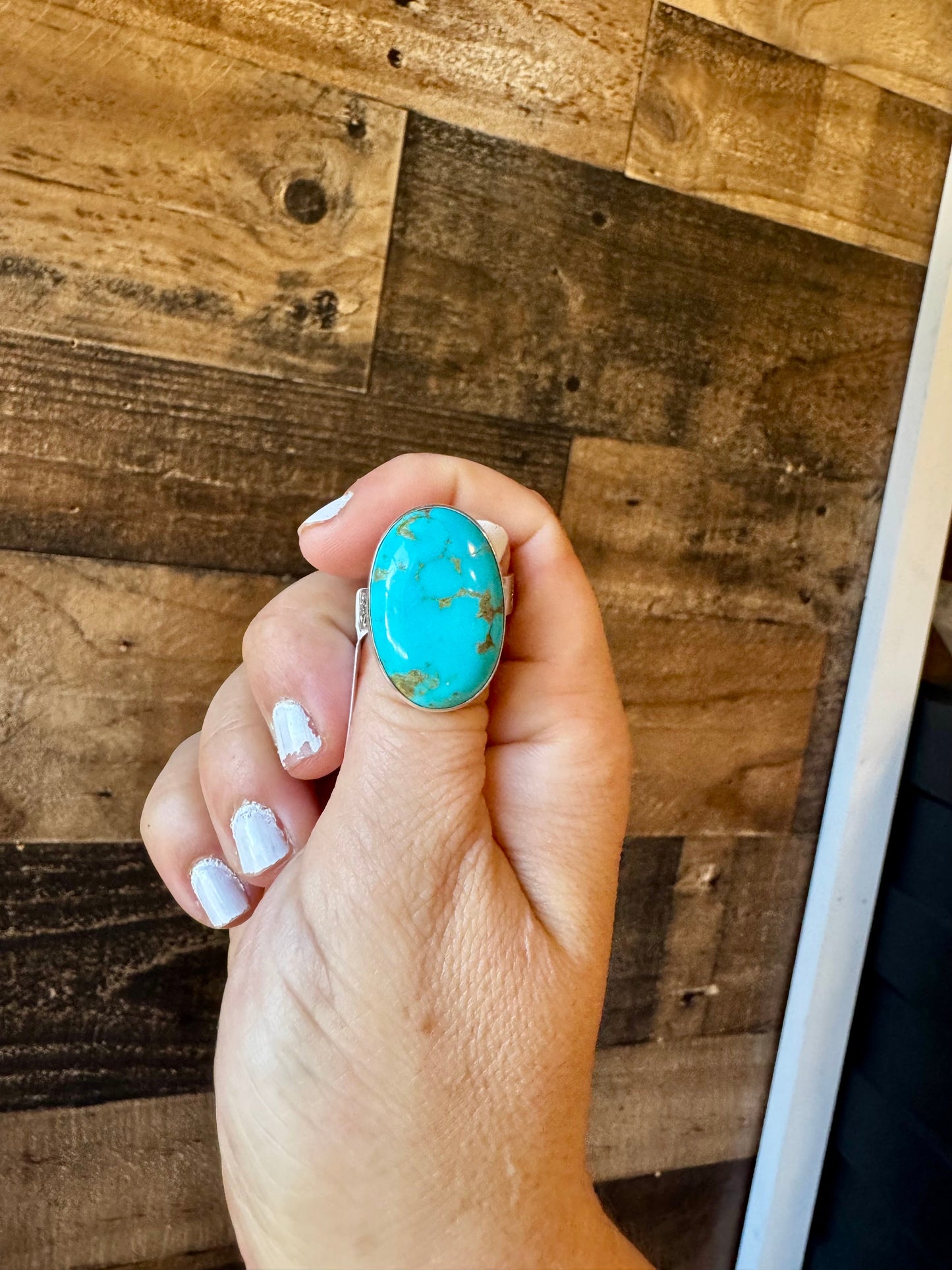 the |Banks| Oval Kingman Turq. Ring {adjustable}