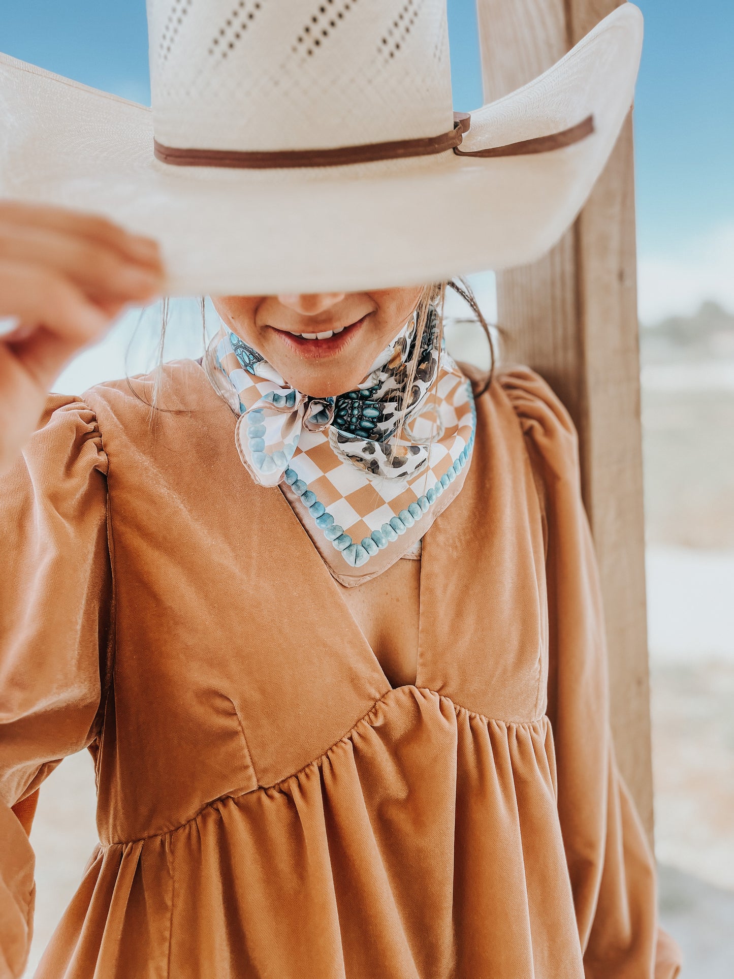 the Checker |Leopard| Turquoise Scarf
