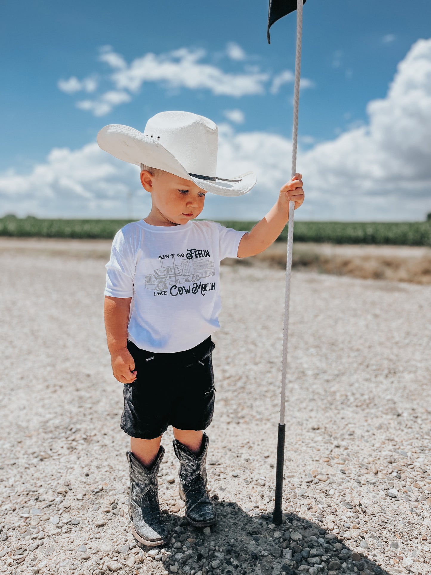 the Ain't No |Feelin'| like Cow Mobilin' onesie + tee
