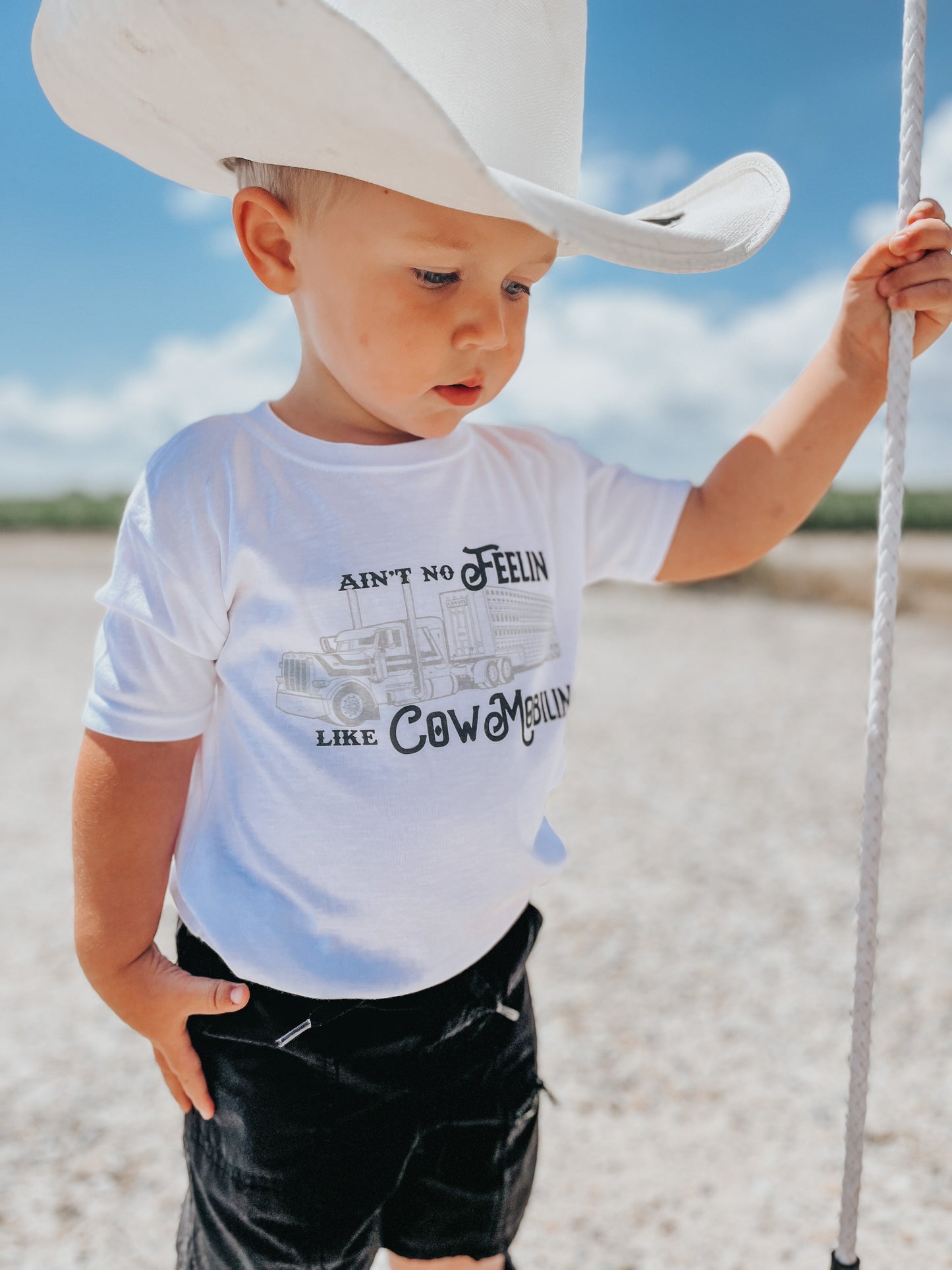 the Ain't No |Feelin'| like Cow Mobilin' onesie + tee