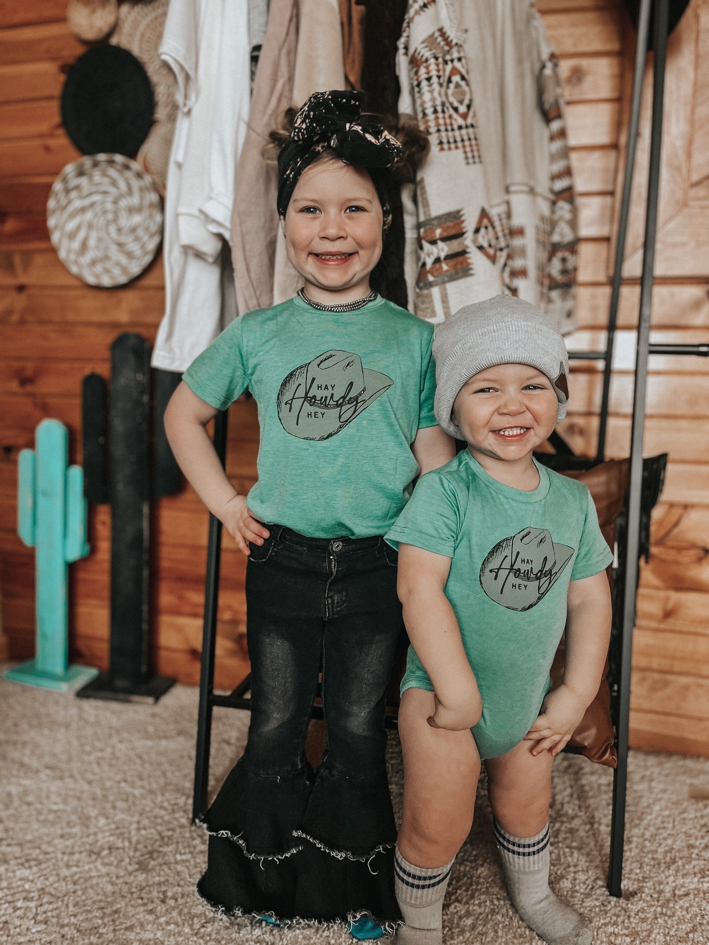 the Hay |Howdy| Hey blingy littles tee + onesies