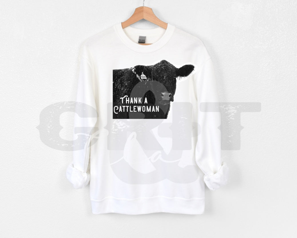 the Thank a |Cattlewoman| onesie + tee