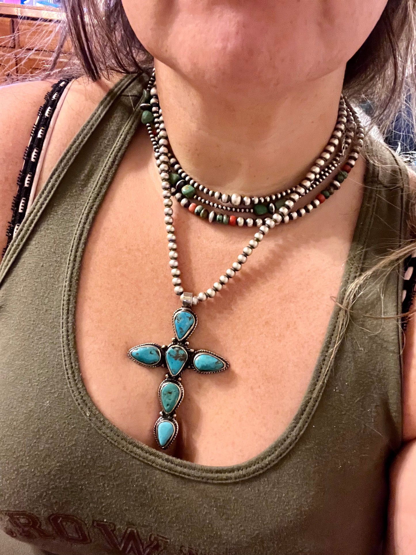 the |Rowena| Turquoise cross pendant