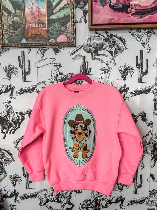 the Western Ween' crewneck {pink} {littles + ladies}