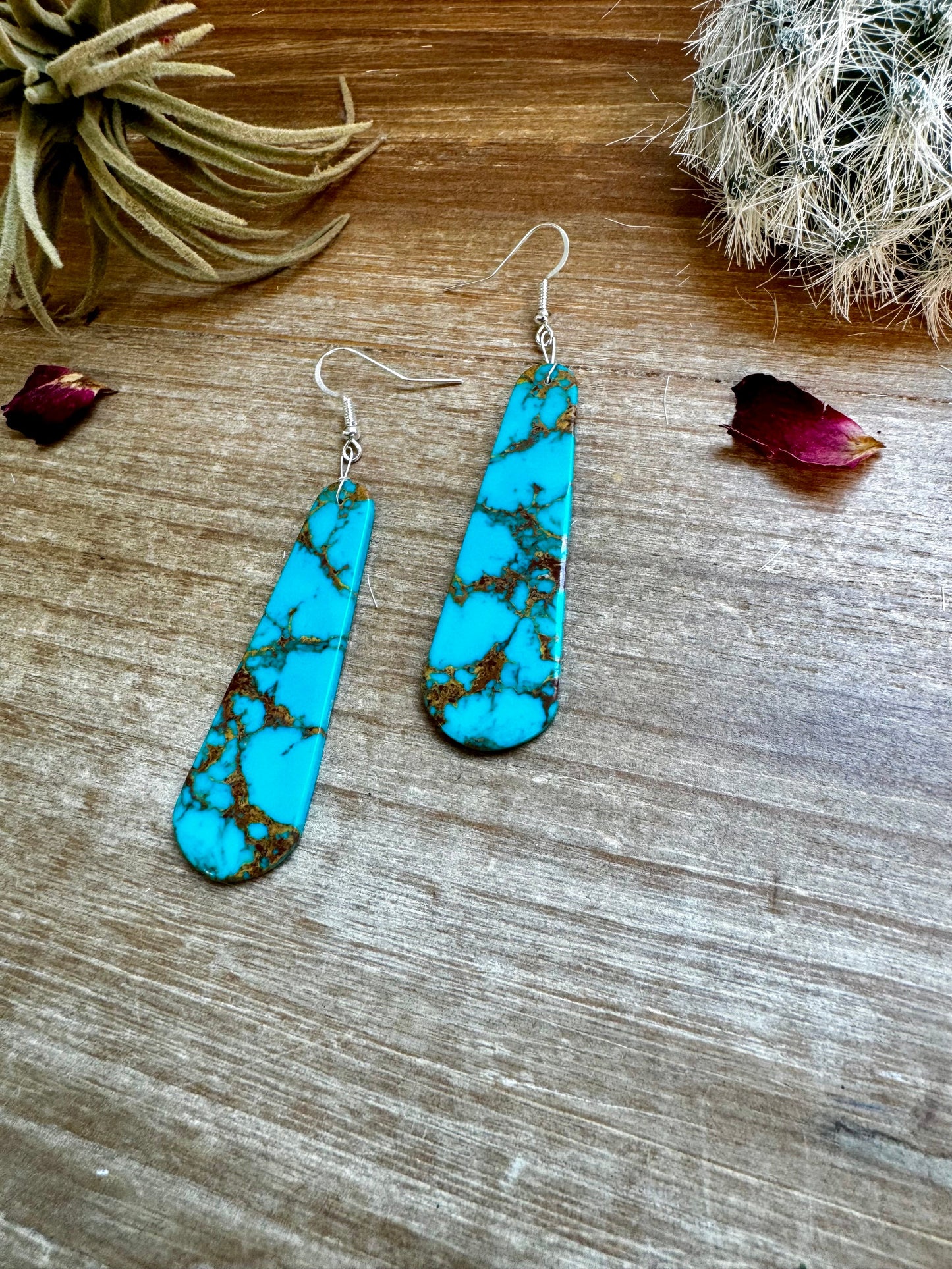 the |Selina| Turquoise Slab Tear Drop Earrings