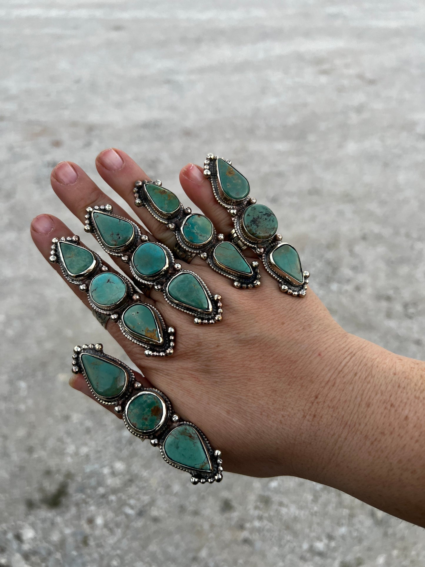 the |Bevie| Long Turquoise Ring {adjustable}