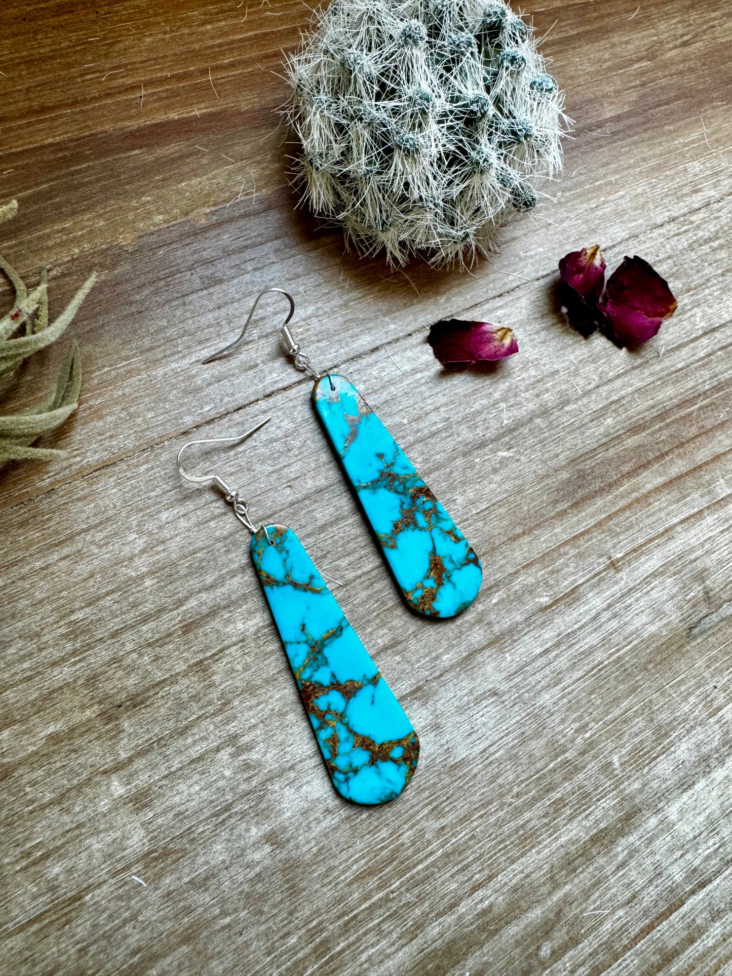 the |Selina| Turquoise Slab Tear Drop Earrings