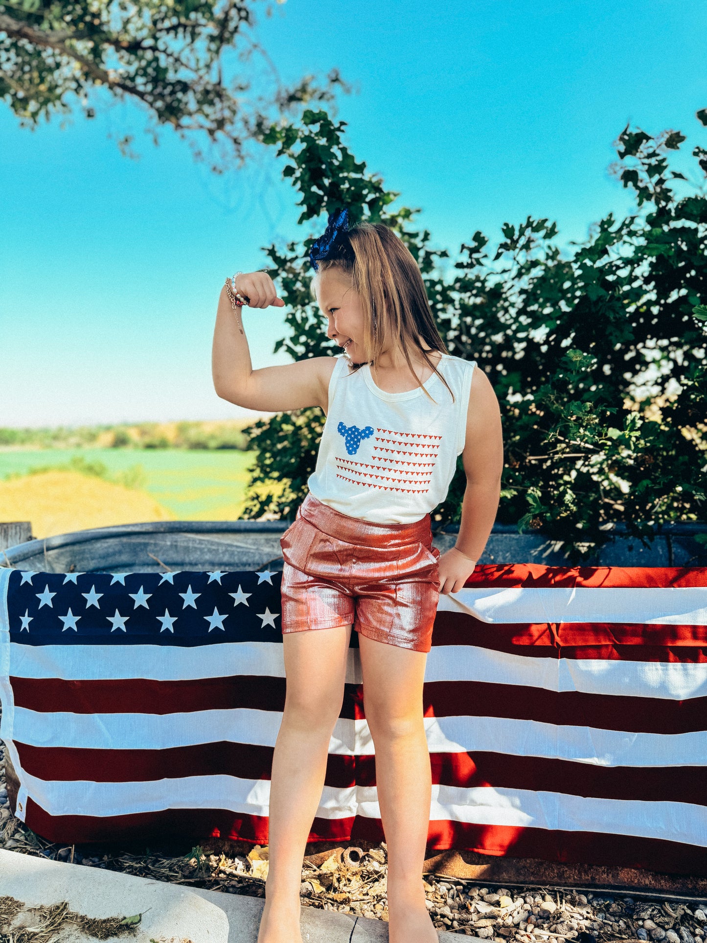 the Ameri-COW-an |Flag| {ladies} tee or tank