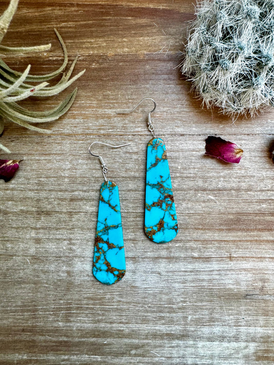 the |Selina| Turquoise Slab Tear Drop Earrings