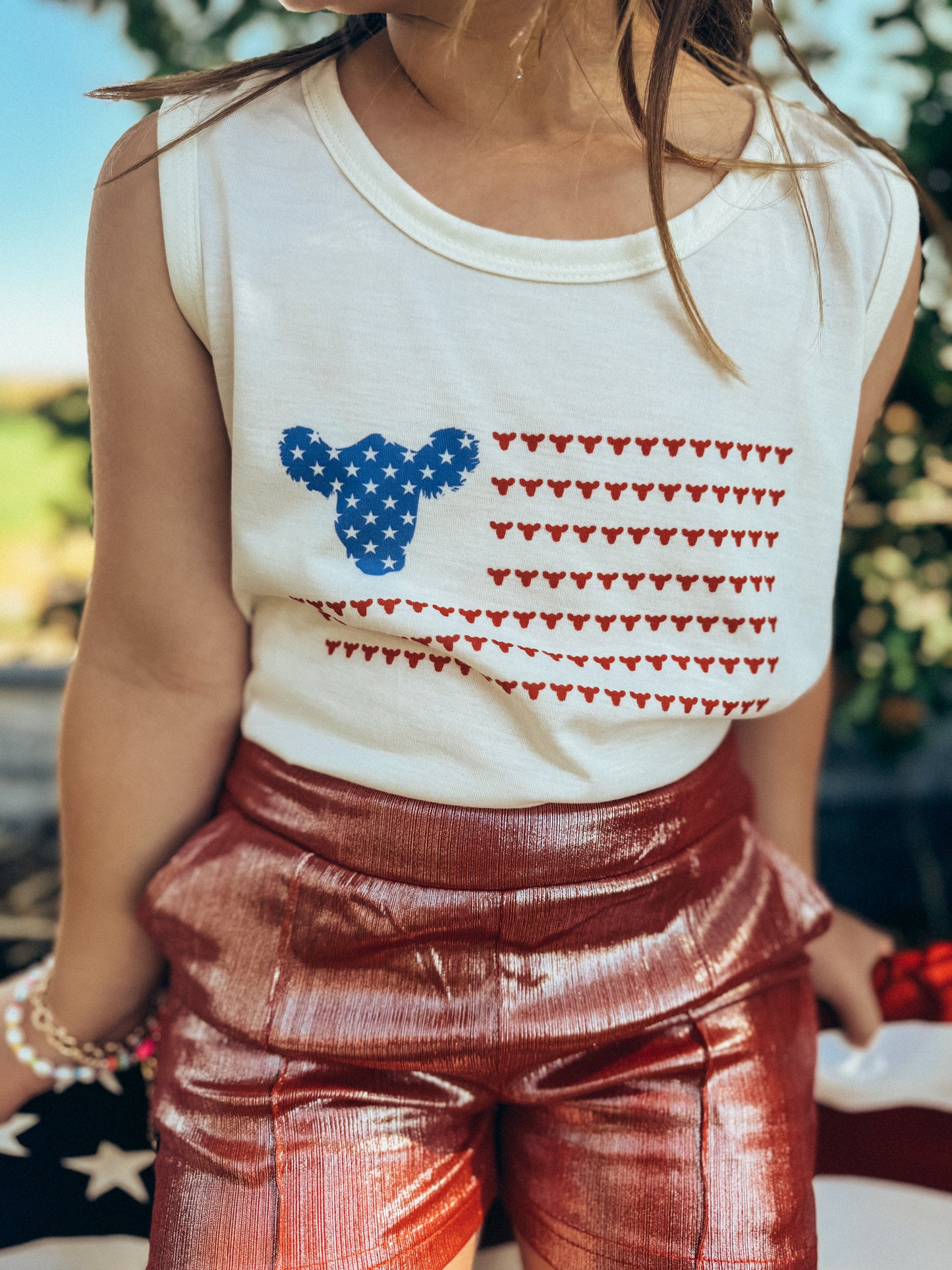 the Ameri-COW-an |Flag| {ladies} tee or tank