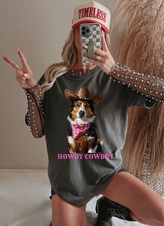 the Cowboy Corgi tee { littles + ladies}