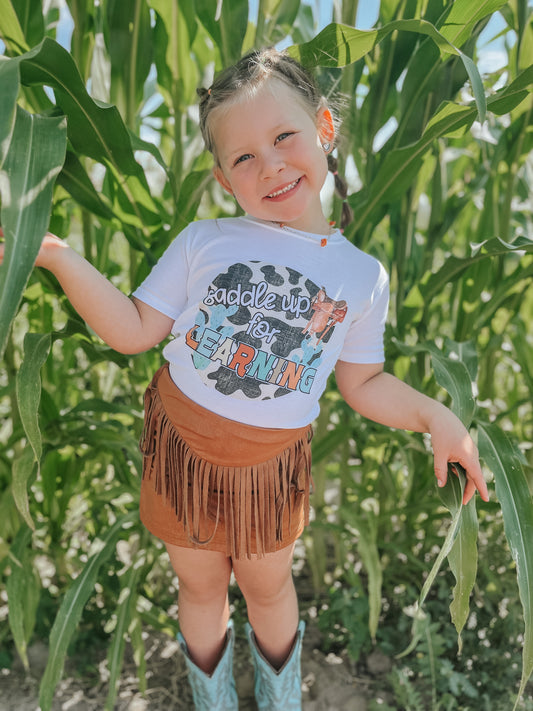 the Saddle Up for |Learning| tee littles
